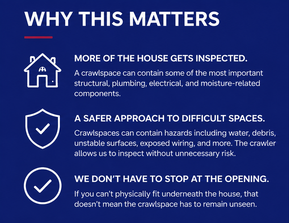 Remote Crawlspace Access Home Inspector Services At Ease Home Inspections in Baton Rouge, Louisiana